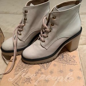 White Leather Free People Boots